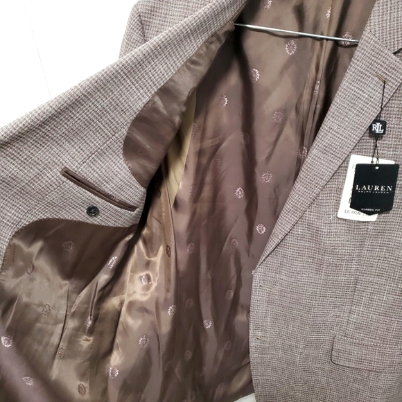 LAUREN RALPH LAUREN Brown/Cream Lexington BLAZER 46R NWT! Msrp:$295 - Picture 6 of 9